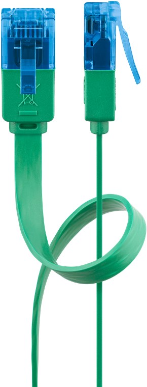 CAT 6A flat patch cable, U/UTP, green