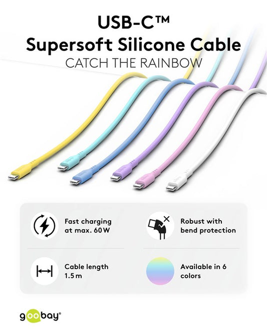 USB-C™-Silikonkabel, 1,5 m, blau