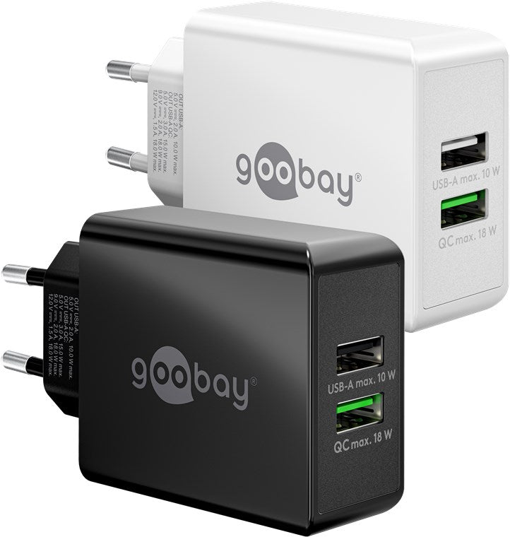 USB-A QC dual fast charger (28W) white