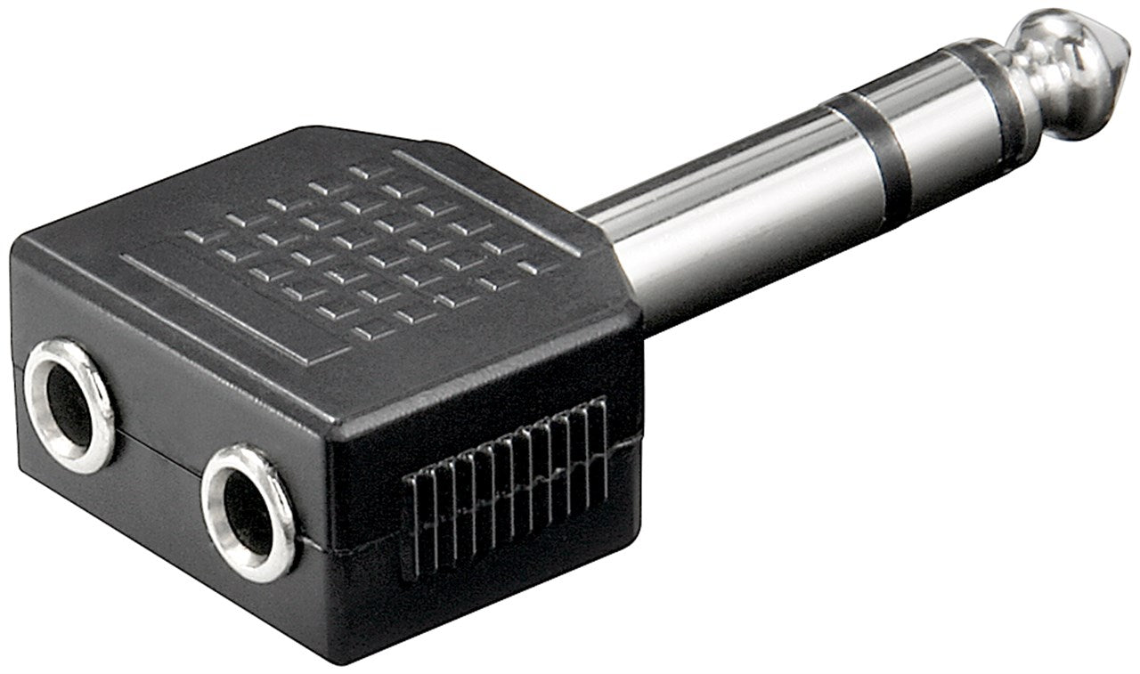 Headphone adapter, AUX jack 6.35 mm to 2x 3.5 mm