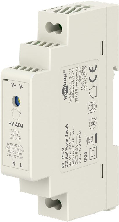 DIN rail power supply (DIN rail) 5 V, 2.4 A, 12 W