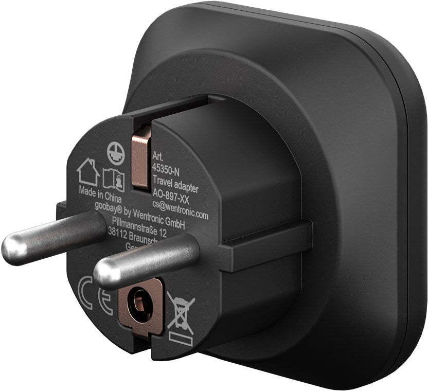 Reiseadapter USA/Japan auf Europa, schwarz