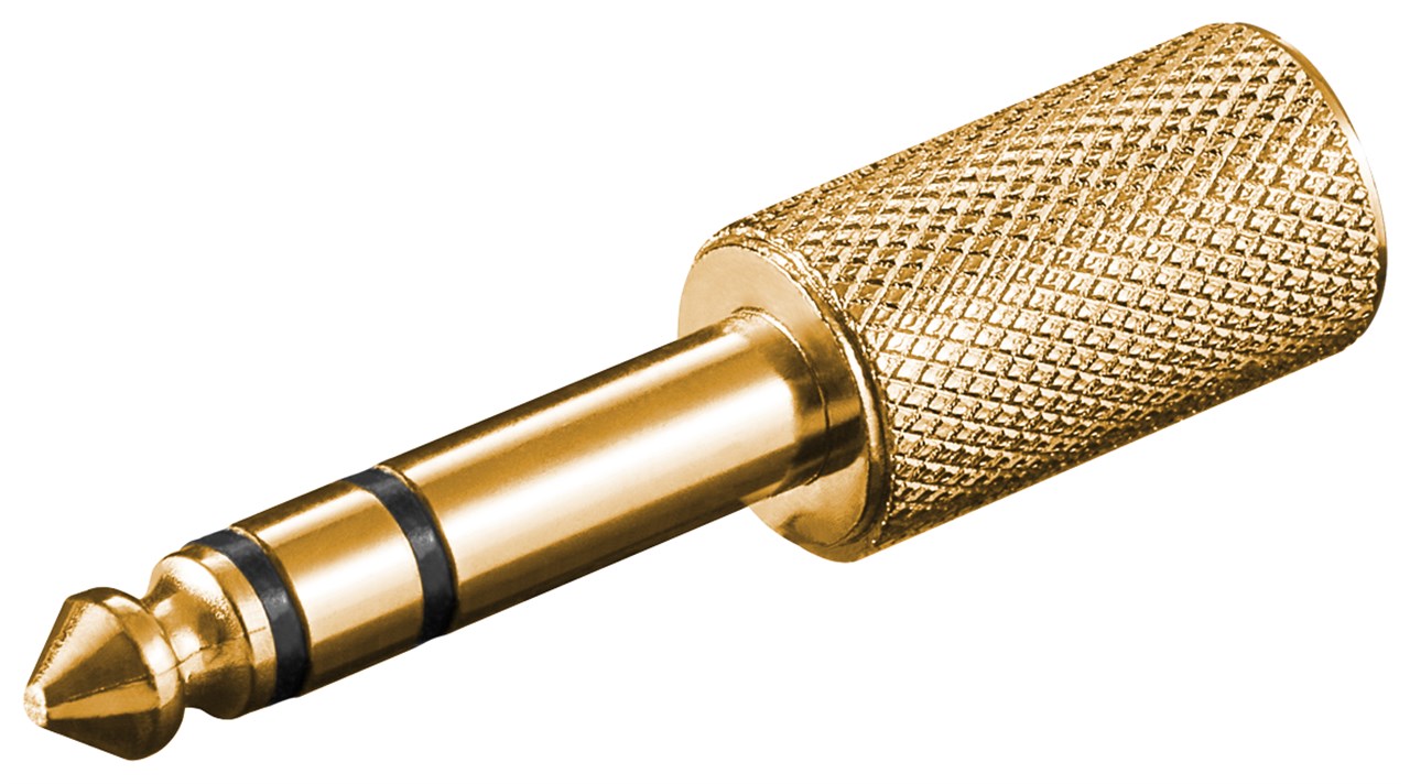 Headphone adapter, AUX jack 6.35 mm to 3.5 mm, gold finish