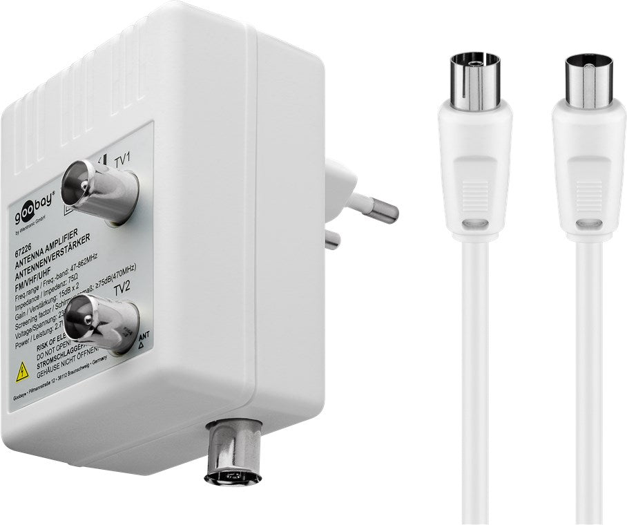 Two-device antenna amplifier 15 dB (DVB-T, DVB-T2, DVB-C)
