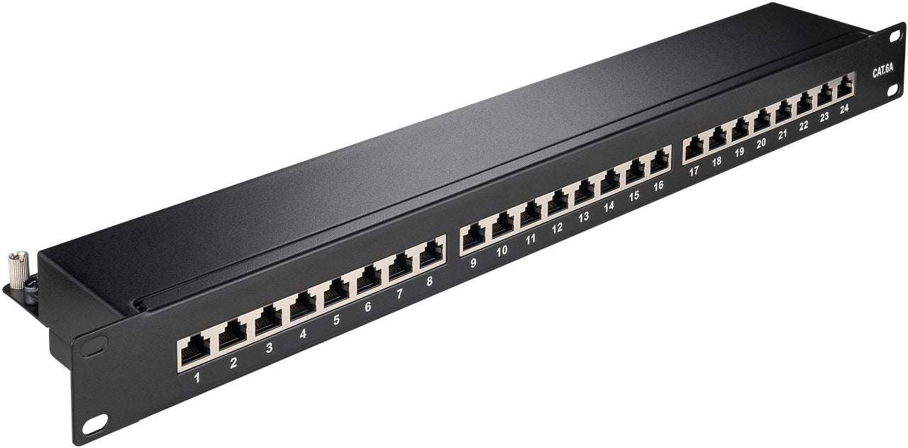 CAT 6a 19-inch (48.3 cm) patch panel, 24 port, (1 U)
