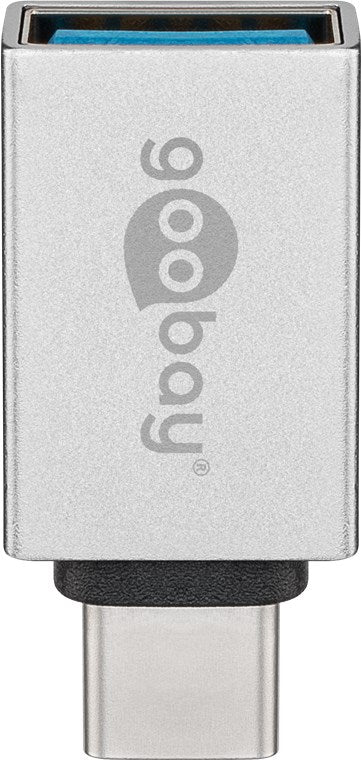 USB-C™/USB-A 3.0 OTG SuperSpeed adapter for charging cable, silver