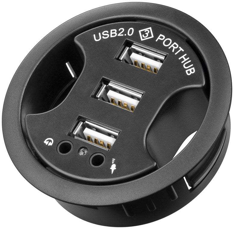 3-way USB 2.0 Hi-Speed built-in HUB/distributor + audio