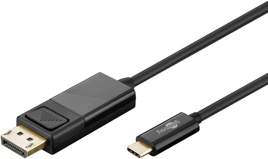 USB-C™-DisplayPort™ adaptör kablosu 4K 60 Hz, 1,20 m, siyah