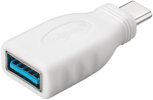 USB-C™/USB-A 3.0 OTG SuperSpeed adapter for charging cable, white