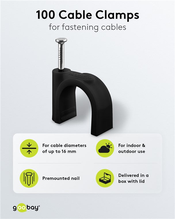 Cable clamp 16 mm, black