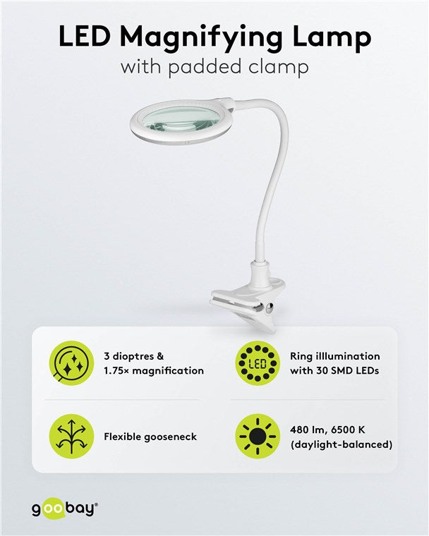 LED-Klemm-Lupenleuchte, 6 W, weiß