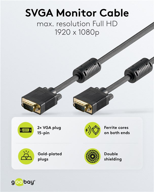 Full HD SVGA-Monitorkabel, vergoldet