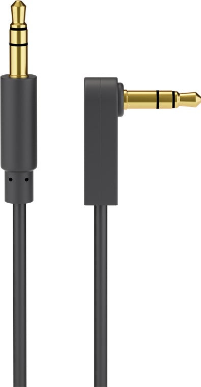 Audio connection cable AUX, 3.5 mm stereo 3-pin, slim, CU, angled