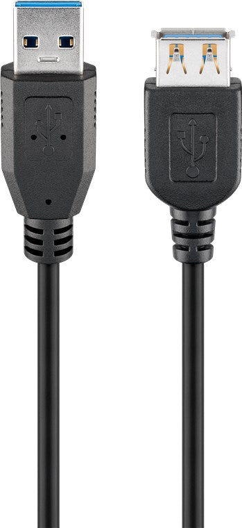 USB 3.0 SuperSpeed uzatma kablosu, siyah