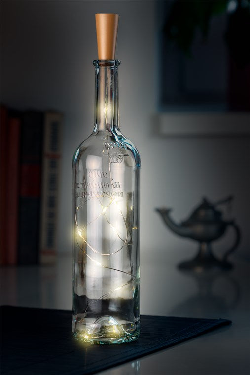 Pack of 10 LED bottle fairy lights, including timer