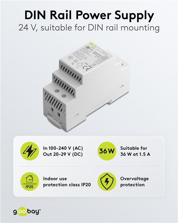 Hutschienen-Netzteil (DIN-Rail) 24 V (DC), 1,5 A, 36 W