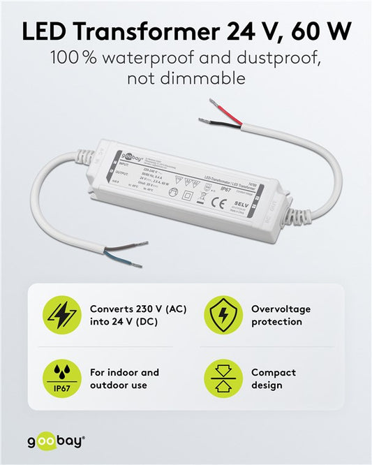 LED-Trafo 24 V (DC), 60 W, IP67