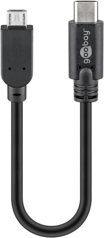 USB 2.0 Kabel USB-C™ auf Micro-B, 0,2 m, schwarz