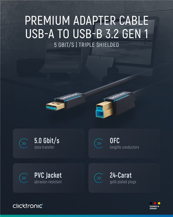 USB-A-auf-USB-B 3.0 Adapterkabel