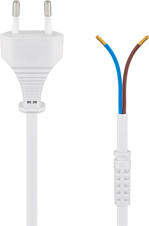 Kabel mit Eurostecker zum Konfektionieren, 1,5 m, Weiß, (2*0,75 mm²)