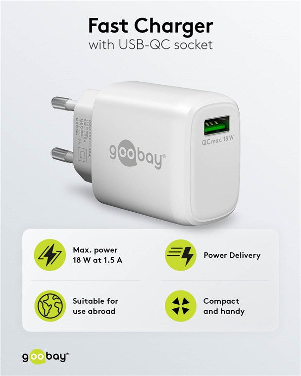 USB-A QC Schnellladegerät (18 W) weiß