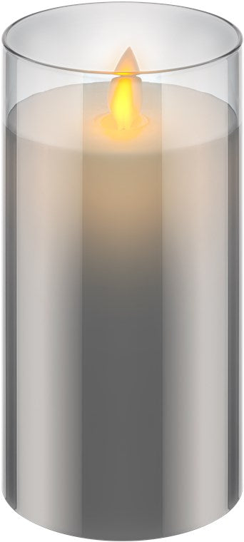 LED-Echtwachskerze im Glas, 7,5 x 15 cm