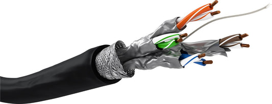 CAT 7 dış mekan ağ kablosu, S/FTP (PiMF), siyah, 50 m