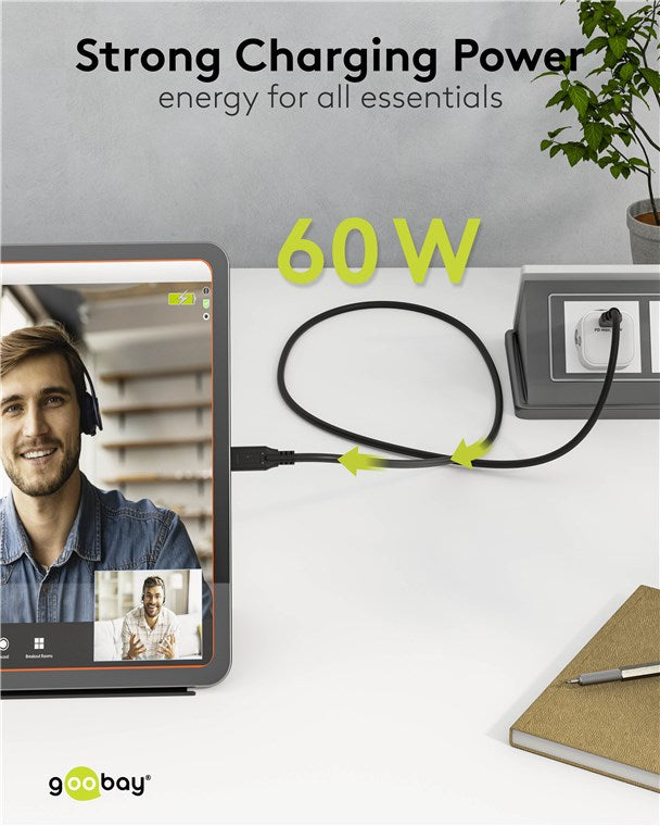 USB-C™-Kabel, USB 3.2, 1 m, schwarz