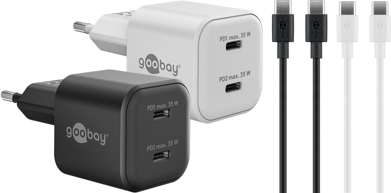 Twin Power Set 2x USB-C™-Ladegeräte (35 W), 2x USB-C™-Kabel