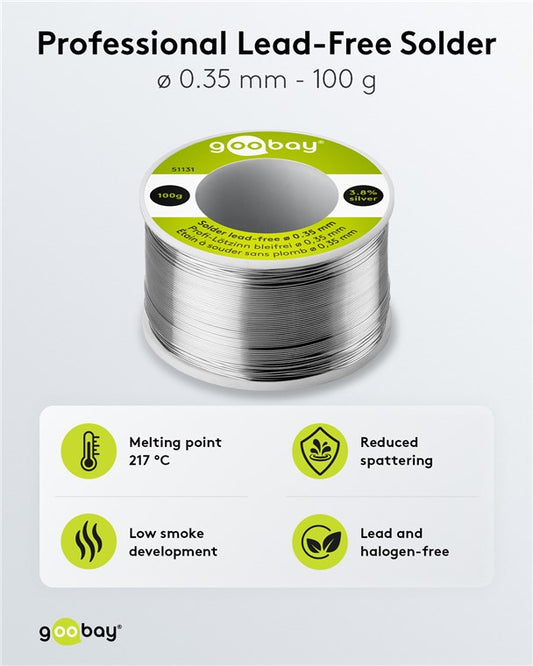 Professional lead-free soldering tin, ø 0.35 mm, 100 g