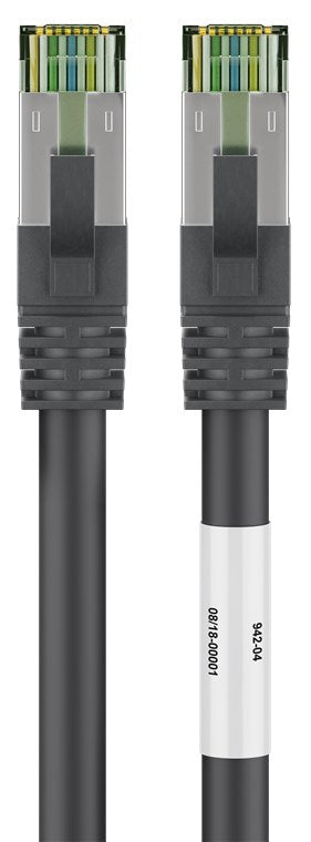 RJ45 (CAT 6A, 500 MHz) patch cable with CAT 8.1 S/FTP raw cable, black