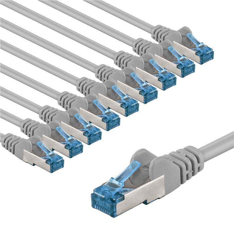 CAT 6A Patchkabel, S/FTP (PiMF), 2 m, grau, 10er-Set