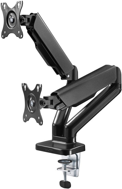 Double monitor holder with gas pressure spring, black