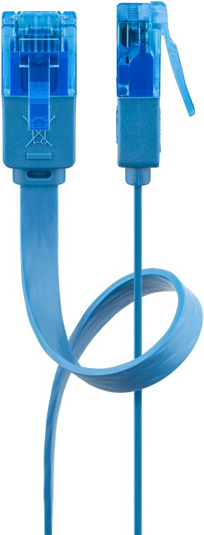 CAT 6A Flach-Patchkabel, U/UTP, blau