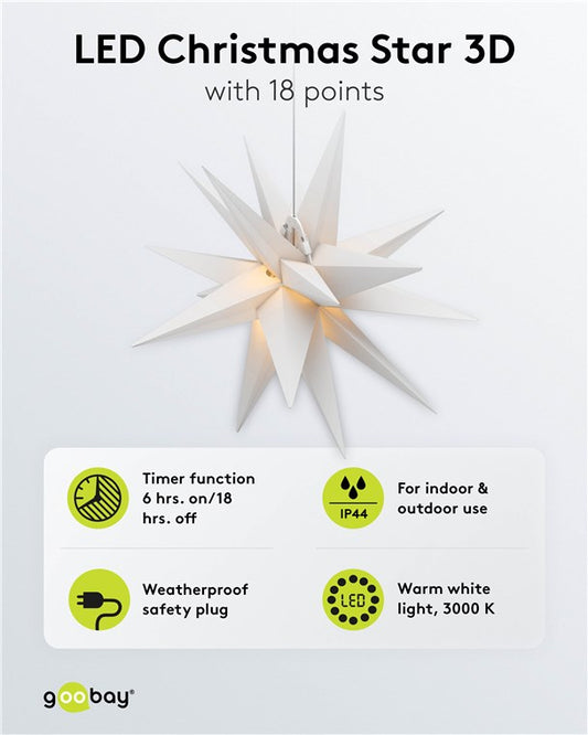 LED-Weihnachtsstern 3D, Ø 56 cm, mit Netzkabel