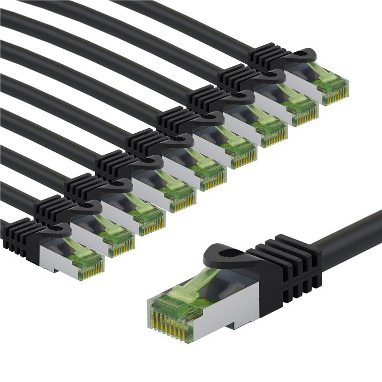 GHMT-zertifiziertes CAT 8.1 Patchkabel, S/FTP (PiMF), 3 m, grau, 10er-Set