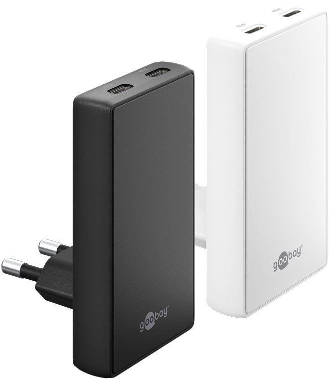 USB-C™ PD GaN Dual-Schnellladegerät 90° Flat (45 W) schwarz