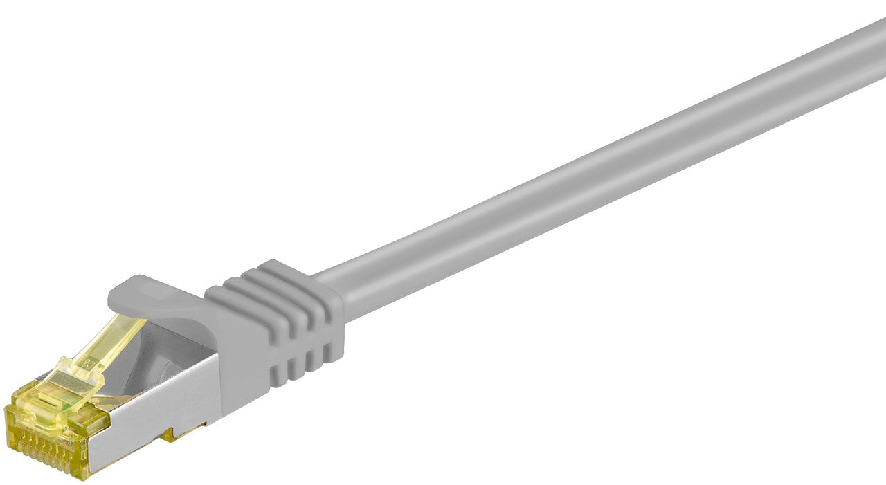 RJ45 patch cable CAT 6A S/FTP (PiMF), 500 MHz with CAT 7 raw cable, gray