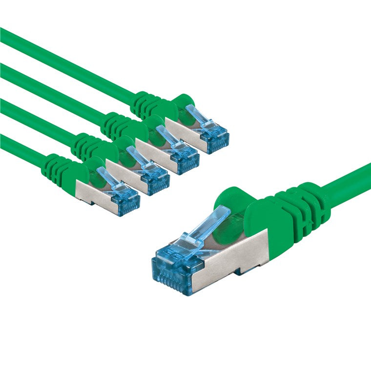 CAT 6A Patchkabel, S/FTP (PiMF), 2 m, grün, 5er-Set