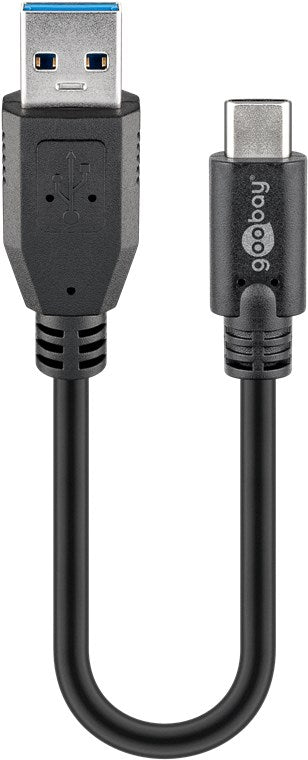 USB-C™-auf-USB-A-Kabel, 0,15 m, schwarz