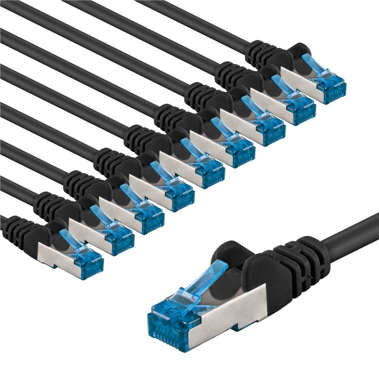 CAT 6A Patchkabel, S/FTP (PiMF), 3 m, schwarz, 10er-Set