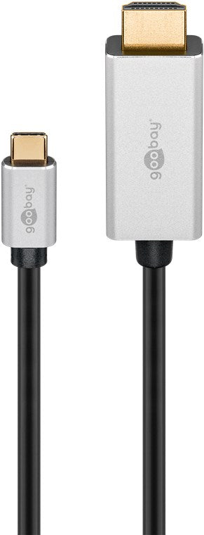 USB-C™-auf-HDMI™-Kabel, 3 m, schwarz;silber