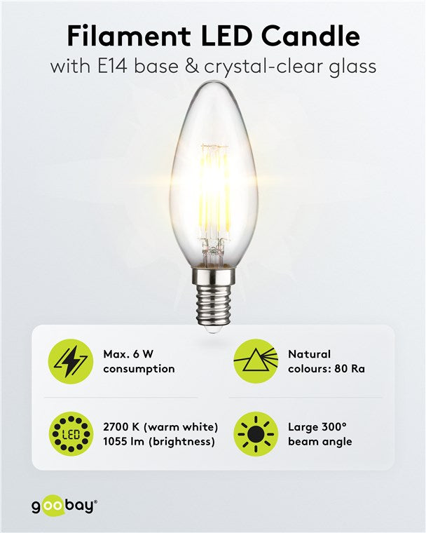Filament-LED-Kerze, 6 W