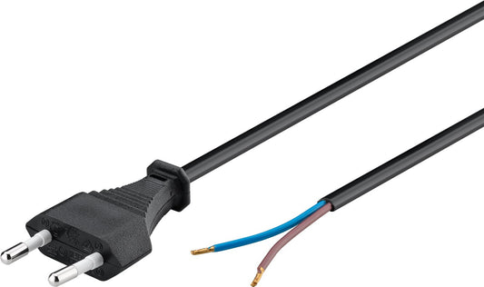 Kabel mit Eurostecker zum Konfektionieren, 1,5 m, Schwarz, (2*0,75 mm²)
