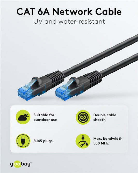 CAT 6A Outdoor-Patchkabel, U/UTP, schwarz