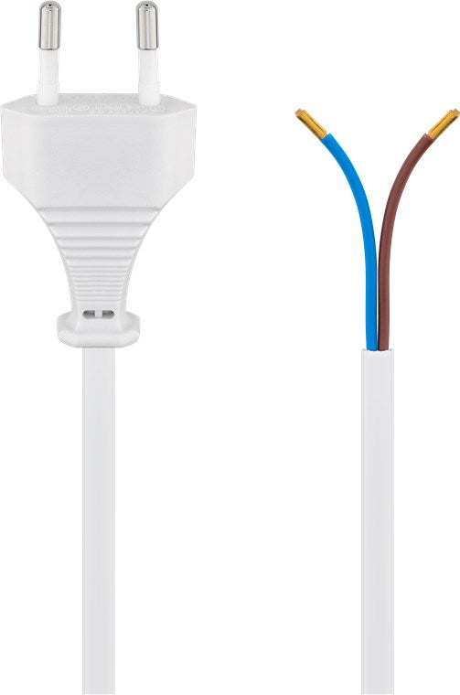 Kabel mit Eurostecker zum Konfektionieren, 1,5 m, Weiß, (2*0,75 mm²)