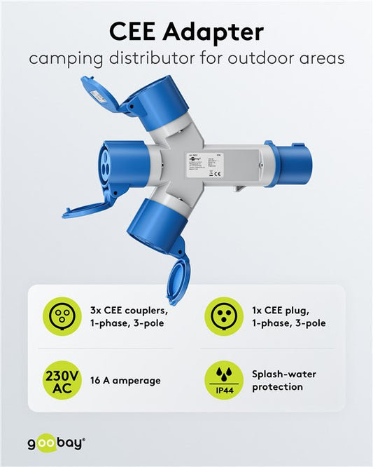 CEE-Y-Adapter, CEE-Stecker auf 3x CEE-Kupplung