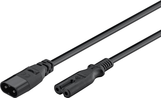 Verlängerungskabel C7/C8, 2 m, Schwarz, (2*0,75 mm²)
