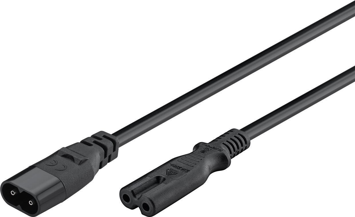 Verlängerungskabel C7/C8, 2 m, Schwarz, (2*0,75 mm²)