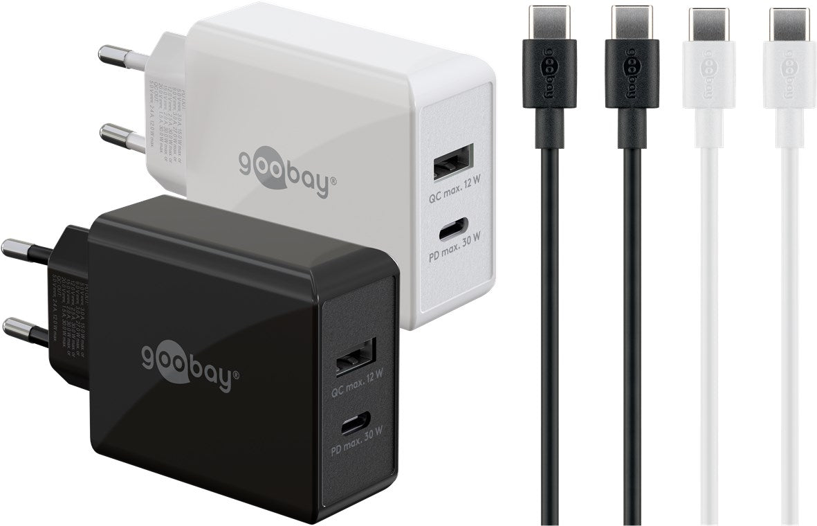 Twin Power Set 2x USB-C™-Ladegeräte (30 W), 2x USB-C™-Kabel